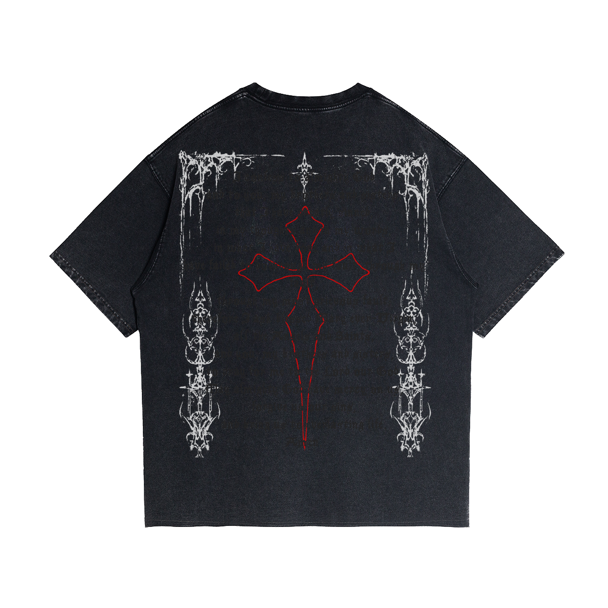 Fallen Angel Garment Dyed Streetwear Tee 260GSM Black Cotton With Faded Raw Hem